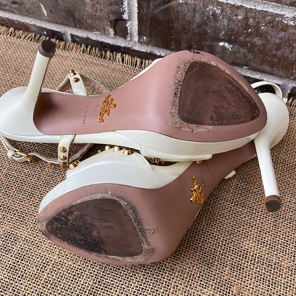 PRADA Saffiano Leather Studded Platform Sandals 38 - Picture 11 of 11